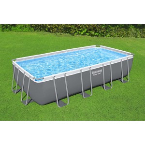 Bestway Stahlrahmenpool-Set PowerSteel, 549x274x122cm, grau, mit Sandfilteranlage.
