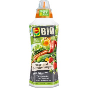 Compo Bio Obst- und Gemüsedünger 1 l Flasche für gesunde Pflanzen.