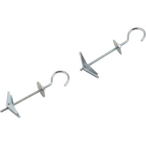 2er Set LUX Federklappdübel mit Haken, 3x100mm, für Hohlraumwände und -decken.