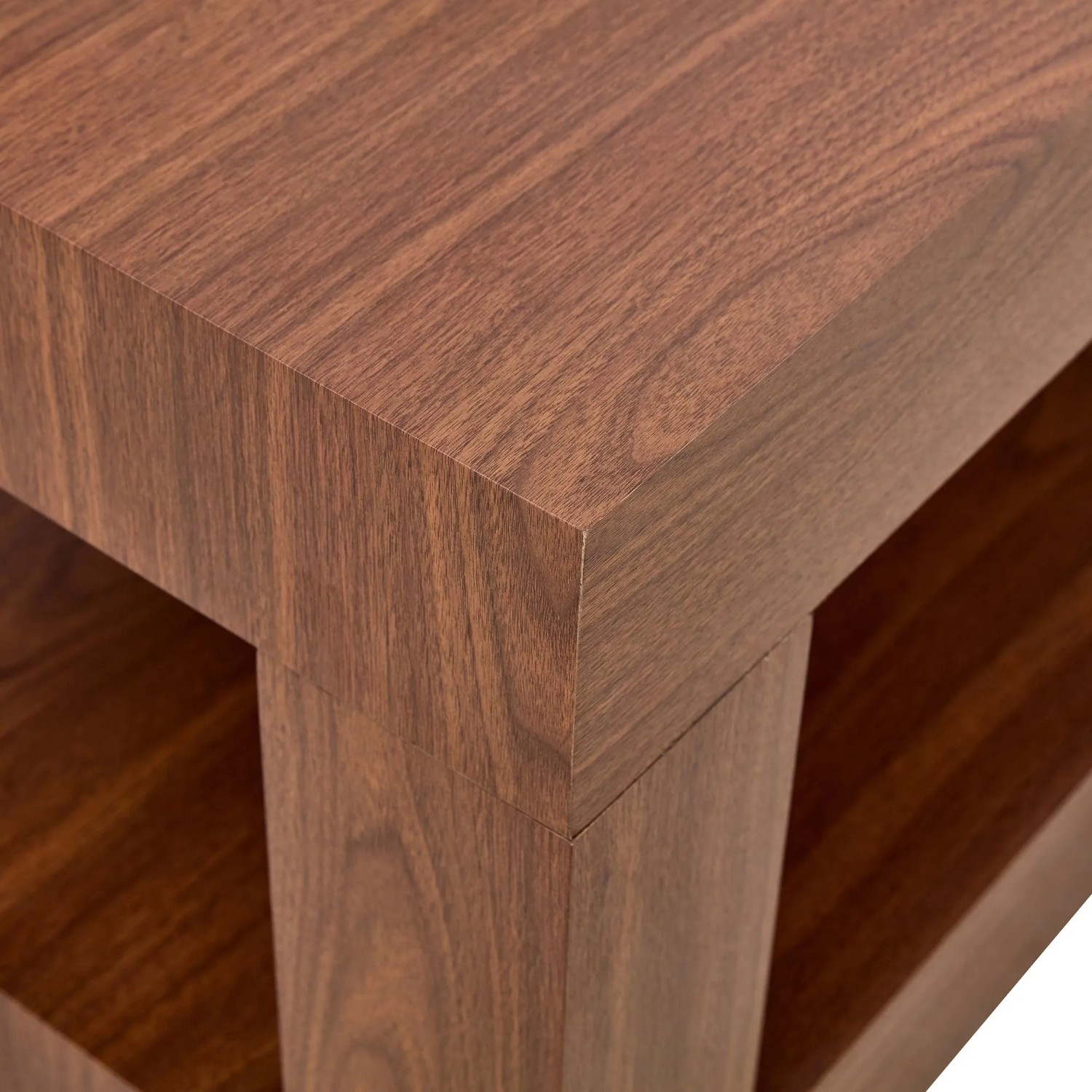 okwish Couchtisch mit MDF Doppelschicht Wohnzimmer Lager Regal 93x53x45cm Walnuss_10