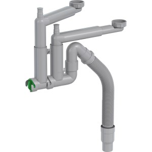 Prevex Smartloc Küchenablauf 2 Becken Ø 40 mm / 50 mm Grau