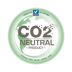 CO2 Neutral Siegel für Capi Pflanztopf, geprüft durch Vinçotte.