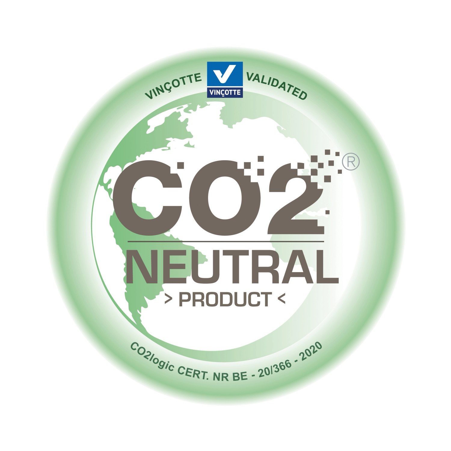 CO2 Neutral Siegel für Capi Pflanztopf, geprüft durch Vinçotte.