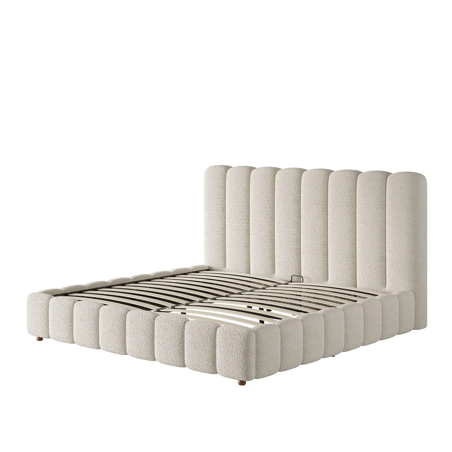 okwish Polsterbett 160x200cm mit Großem Stauraum Schlafzimmer Weiß ohne Matratze_9