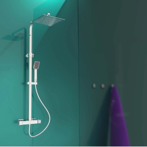 Eisl Überkopfbrause-Set Calvino Chrom mit Thermostat: Regendusche und Handbrause für entspanntes Duschen.