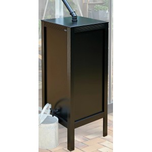 Schwarzer Juliana Wasserspeicher für Gewächshäuser, 100 Liter mit Zapfhahn und Fallrohr.