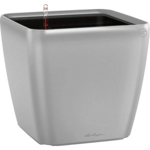 Lechuza Quadro Premium Pflanzkübel, 35 cm, Silber metallic, mit Bewässerungssystem.