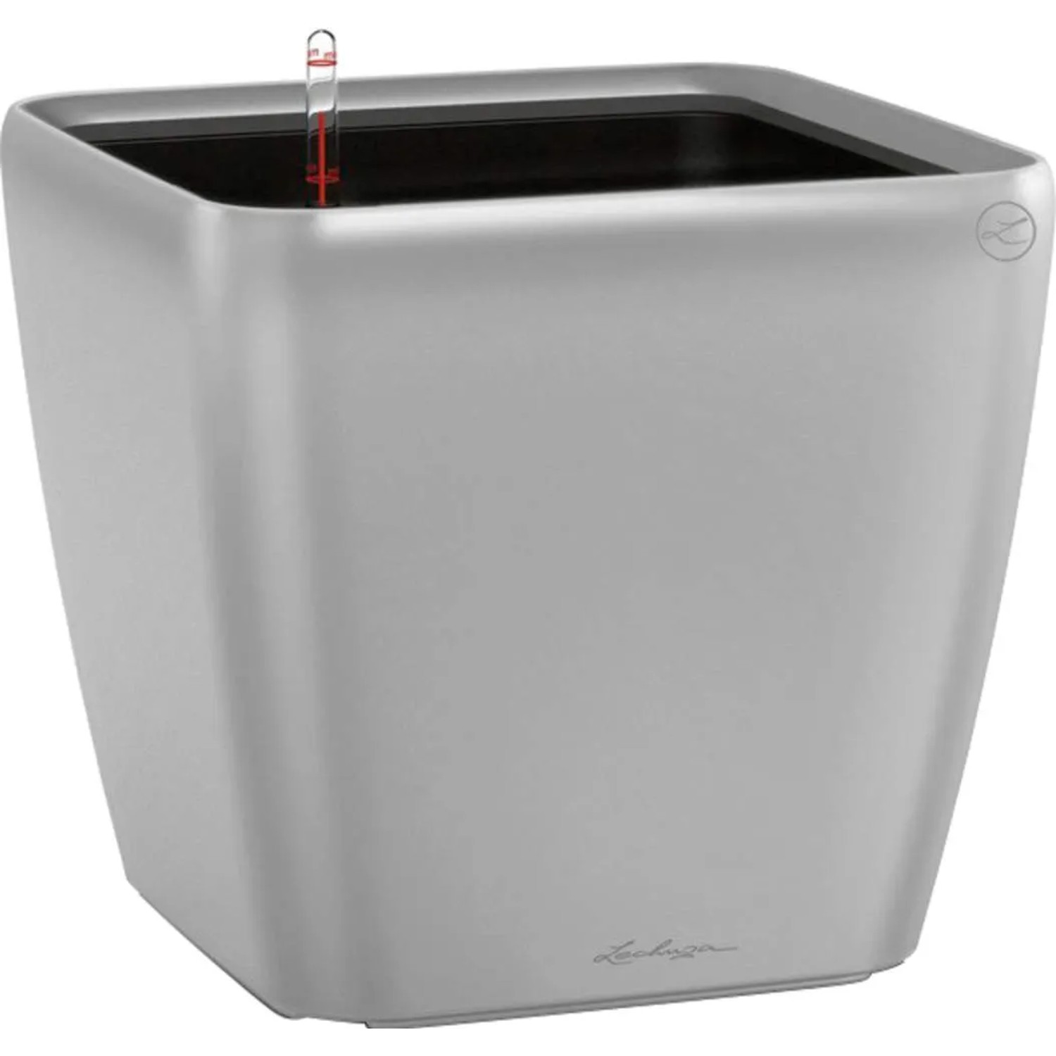 Lechuza Quadro Premium Pflanzkübel, 35 cm, Silber metallic, mit Bewässerungssystem.