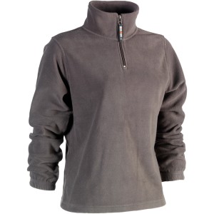 Grauer Herock Damen Fleece Sweater Aurora, Größe L, mit kurzem Reißverschluss und elastischen Bündchen.