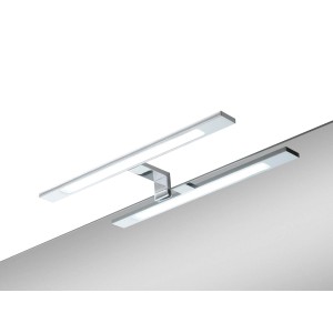 Chromfarbene LED-Aufsatzleuchte Lines III, 40 cm, für Spiegel im Bad.