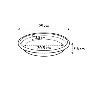 Elho Universal Untersetzer, Ø 25cm, Terrakotta, mit Maßangaben. Ideal für drinnen und draußen.