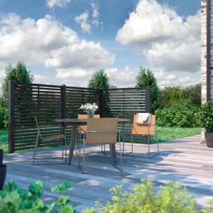 Sichtschutzzaun Kyoto Nadelholz Schwarz 160 cm x 160 cm