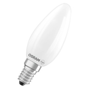 Osram LED-Leuchtmittel E14, Kerzenform, matt, 1W, warmweißes Licht.