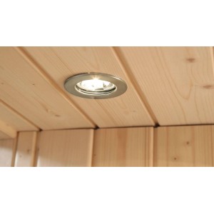 Detailaufnahme: Halogen-Spot in der Decke der Weka Infrarotkabine Mila.