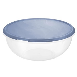 Runde, blaue Rotho Kühlschrankdose Rondo (6 l) zur Aufbewahrung von Lebensmitteln.