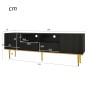 okwish TV Schrank mit Gold Füßen und Gold Rand für Wohnzimmer 165x36x55cm Schwarz_5