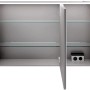 Offener Fackelmann LED-Spiegelschrank Verona, 110 cm breit, Nussbaum Dekor mit 3 Spiegeltüren und Glasböden.