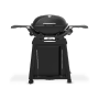 Schwarzer Weber Gasgrill Q2200N mit Rollwagen und Alugussdeckel.