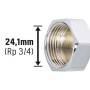 Verchromte Gewinde-Kappe aus Messing, 24,1 mm (Rp 3/4) für Gewindefittings.