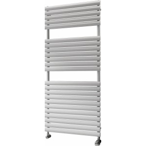 Weißer Ximax Badheizkörper Nestor, 758x600 mm, mit horizontalen Ovalprofilen. Heizkörper für Bad und Handtücher.