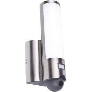 LUTEC LED-Kameraleuchte Elara Secury-Light aus Edelstahl mit integrierter Kamera und Bewegungsmelder.