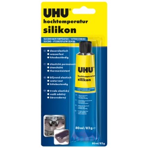UHU Hochtemperatur Silikon, 80ml Tube, hitzebeständig bis 180°C, zum Kleben und Dichten.