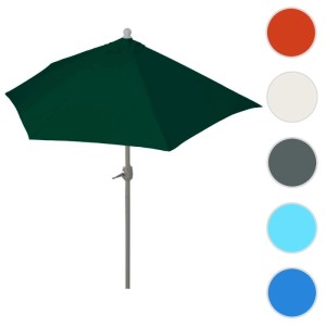 Halbrund Sonnenschirm Lorca, 3m, grün. Ideal für Balkon, mit Kurbel zum Öffnen und Schließen.