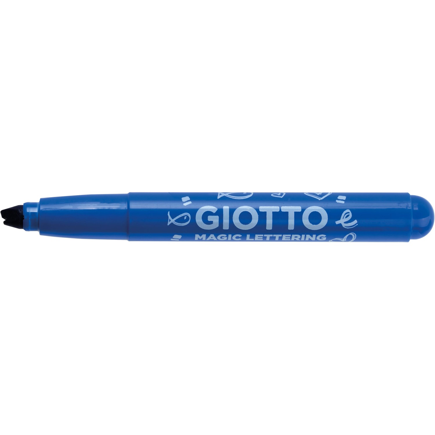 Blauer Giotto Magic Lettering Fasermaler mit speziell geformter Spitze.