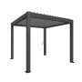 Biohort Pergola in Dunkelgrau/Silber-Metallic, eine moderne Terrassenüberdachung mit Lamellen.