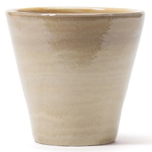 Cremefarbener Kirschke Pflanzgefäß Madrid, Ø 27 cm, aus Terrakotta mit glänzender Glasur.