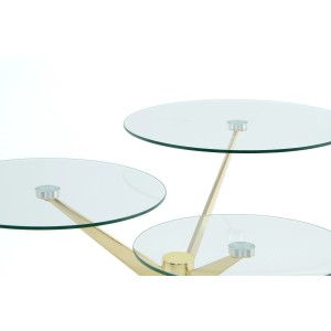 Kayoom Beistelltisch Triplet Gold mit drei Glasplatten und goldenem Metallgestell.