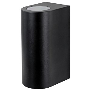 Anthrazitfarbene E2 Elektro Wandleuchte ATIKA up-down GU10 IP44 für den Außenbereich.