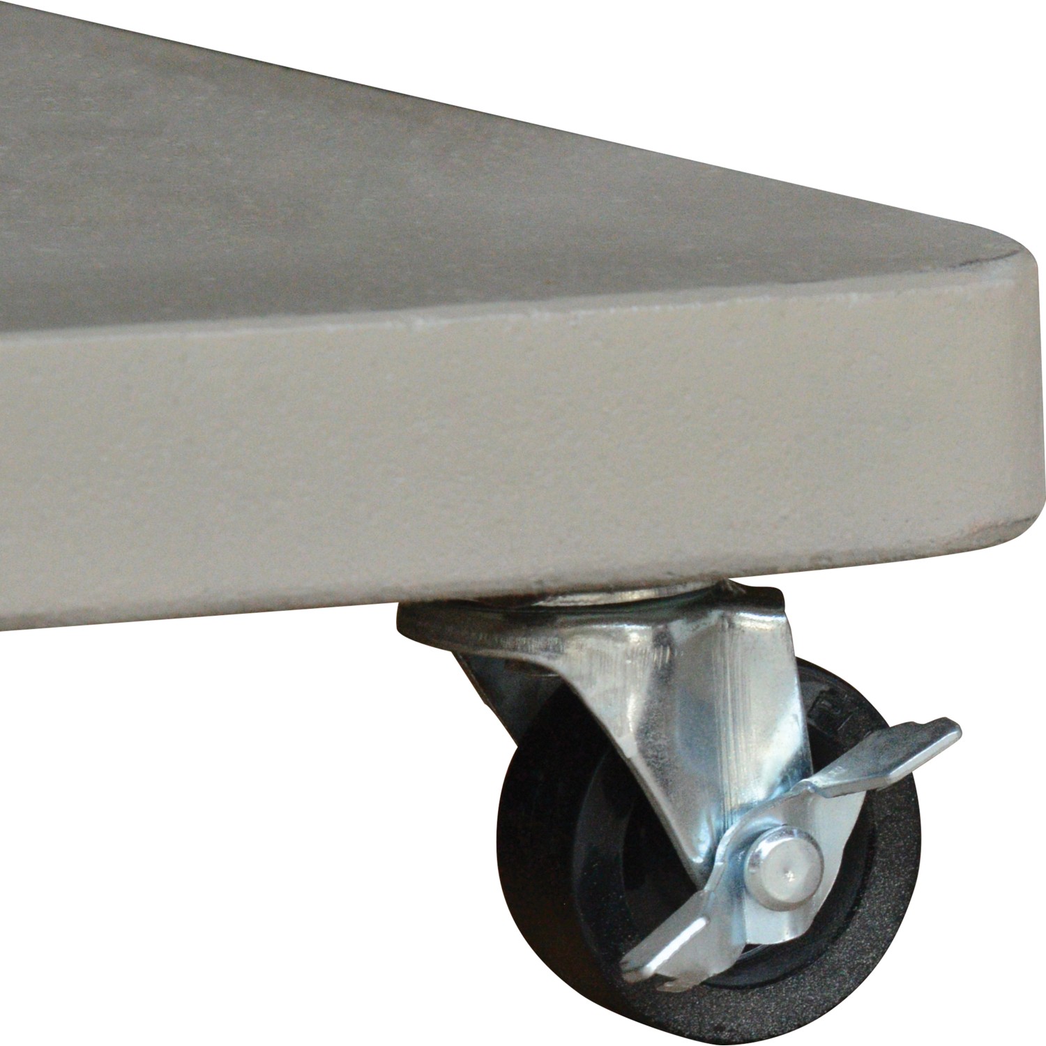 Detailaufnahme Pflanzroller Leichtzement Natur mit feststellbarer Rolle.