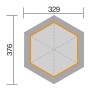 Grundriss Weka Pavillon 656 Gr.2, 399x461cm, sechseckig, Maße 329x376cm