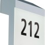 Moderne Eglo LED Solar Hausnummer Leuchte Lunano, silberfarben mit der Nummer 212.
