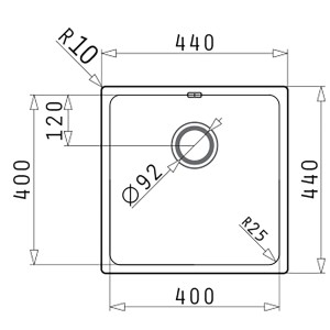 Pyramis Spülbecken Lydia 1B Flacheinbau Edelstahl 40 cm x 40 cm