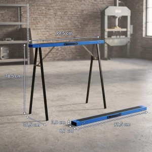 HOMCOM Sawhorse Metall EVA 99,5L x 36,5B x 78,5H cm Blau+Schwarz