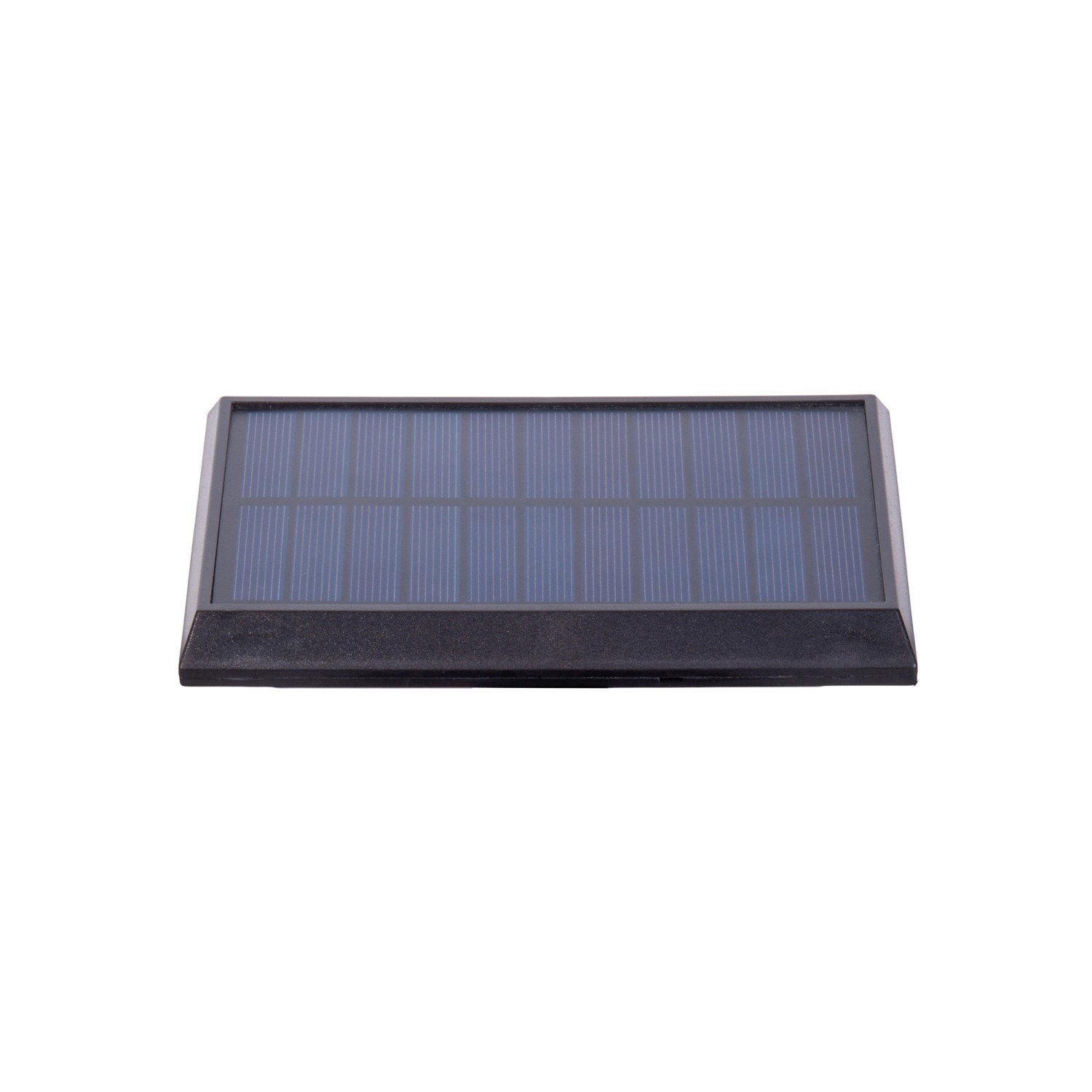 Detailaufnahme des Solarpanels der Näve LED-Solar-Außenwandleuchte Pacita, schwarz.
