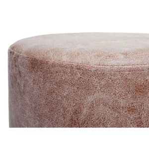 Detailaufnahme: Brauner MCW Sitzhocker/Beistelltisch K48 aus Kunstleder.
