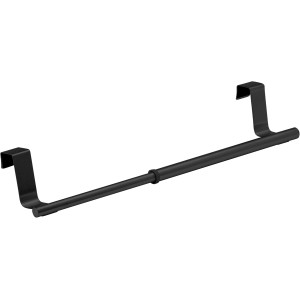 Schwarze, teleskopierbare Wenko Tür-Handtuchstange aus Edelstahl, 35 cm, für Küchenhelfer.