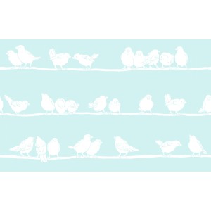 d-c-fix statische Folie Premium Filippa mit Vogelmuster auf hellblauem Grund.