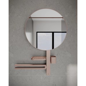 Ideal Standard Beauty Kosmetikspiegel-Set Bar L800 Rosé mit Handtuchhalter und Ablage.