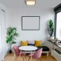 Quadratische LED Deckenleuchte Doro, 30 cm, Holz- und Graphitoptik, warmweißes Licht.