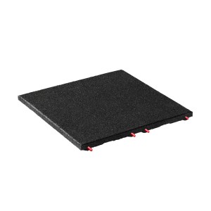 Schwarze Fallschutzplatte 50x50 cm, Elastikmatte für Terrasse & Spielplatz.