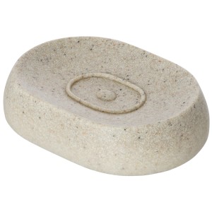 Ovale Wenko Seifenablage Puro in Steingrau aus Polyresin für Bad und Küche.