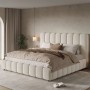 okwish Polsterbett 160x200cm mit Großem Stauraum Schlafzimmer Weiß ohne Matratze_3