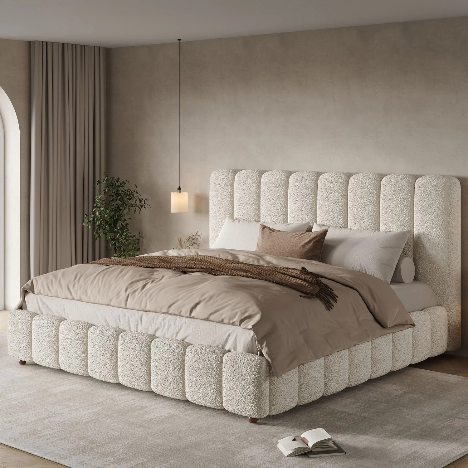 okwish Polsterbett 160x200cm mit Großem Stauraum Schlafzimmer Weiß ohne Matratze_3