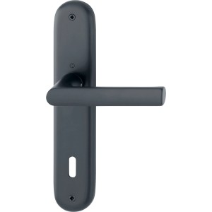 Schwarze Hoppe Langschild-Garnitur Hamburg OB aus Aluminium für Innentüren.