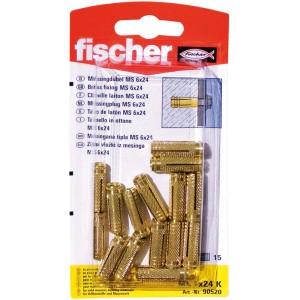 Fischer Messingdübel MS 6 x 22 K, 15 Stück, für sichere Befestigungen in Beton und Mauerwerk.