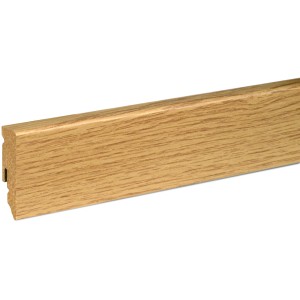 Sockelleiste FU060L Eiche, folierte MDF-Leiste mit Clip-System und Kabelkanal.